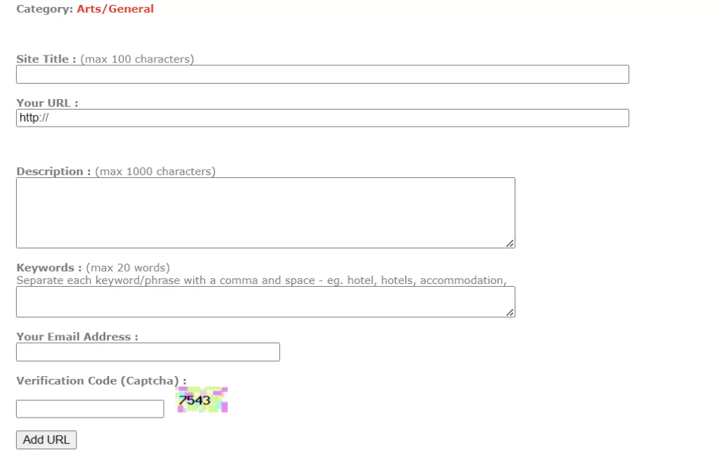 Directory submission site free form