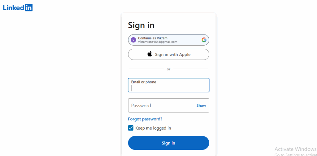 showing how to post on linkedin sign in first